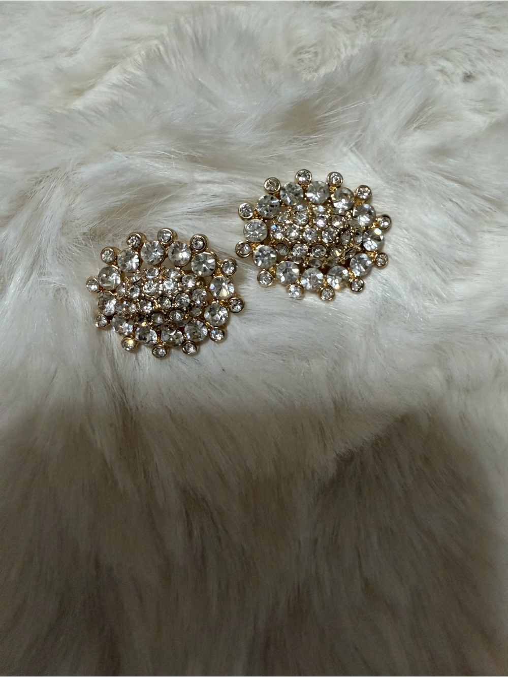 Gold Crystal Cluster Pierced Earrings - Elegant Women's Jewelry